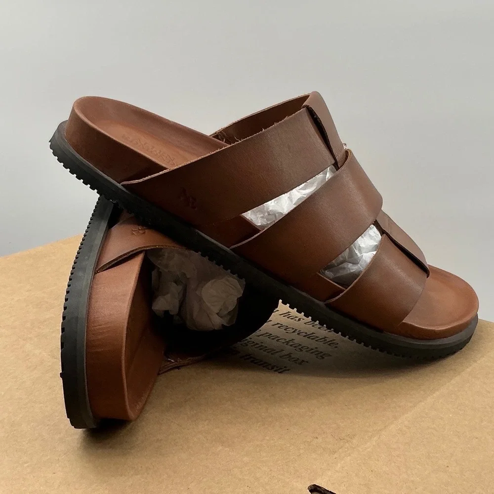Allen Edmonds Mens 6958 Leather Slide Sandals Brown Fisherman Strappy 11 D